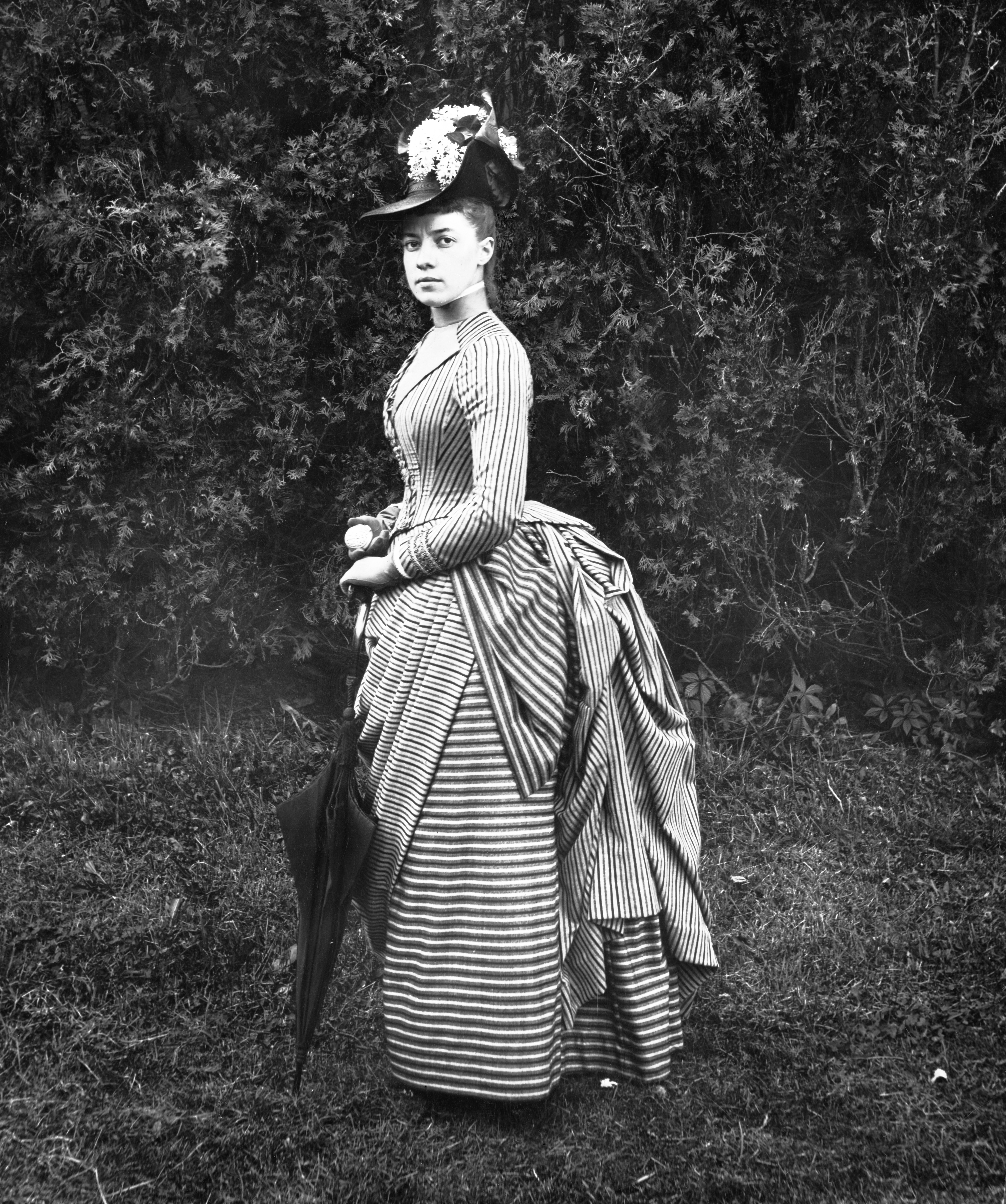 Alice Austen in Striped dress at age 22